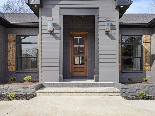 a brick house with a outdoor space