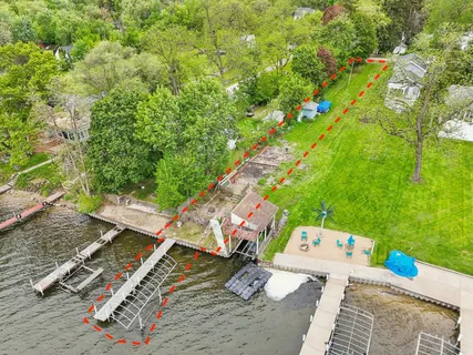 an outdoor space with furniture