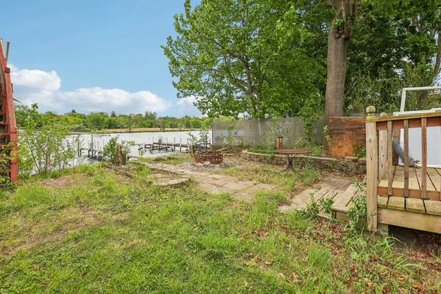 a view of lake with a large tree