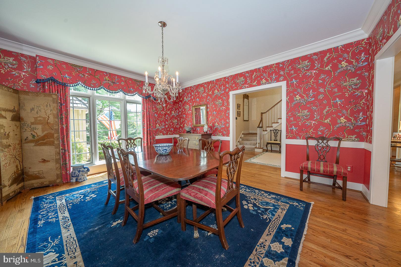 1241 Denbigh Lane Wayne, PA 19087 - Photo 28 of 94 a dining room with furniture a chandelier and wooden floor