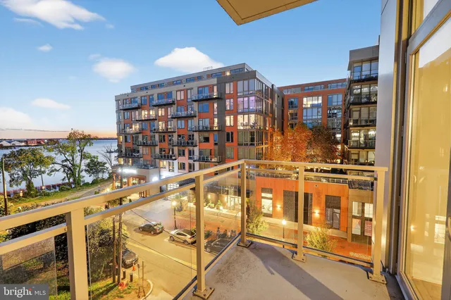 a view of a balcony with city view
