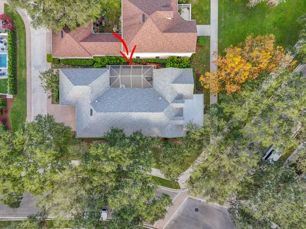 an aerial view of a house