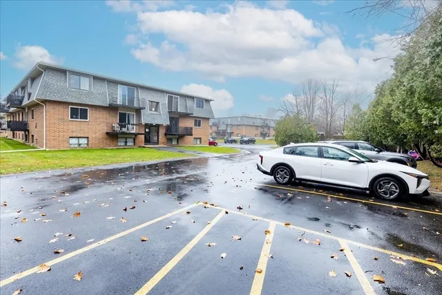 a front view of a multi story building