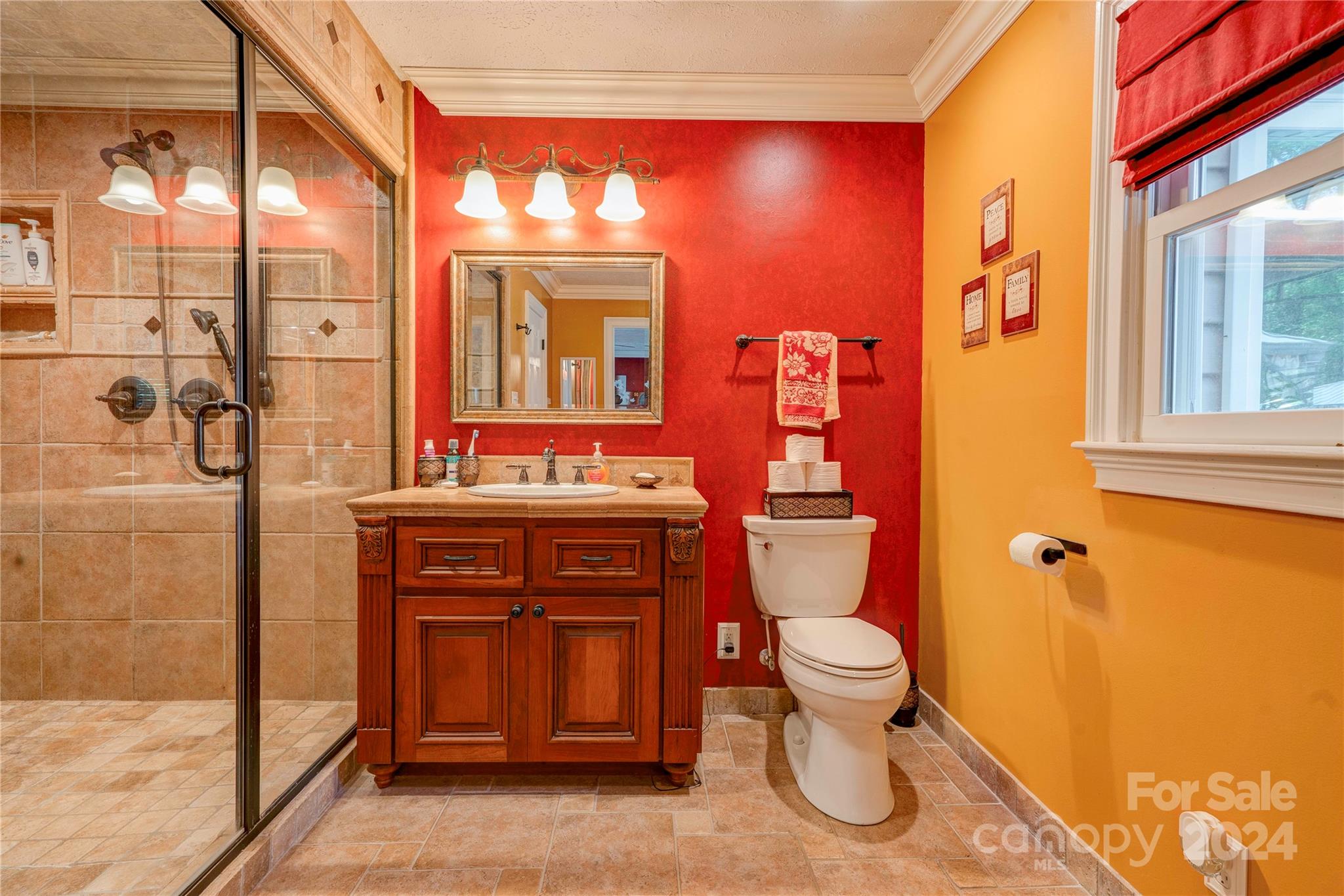 2352 Sheriff Allen Road Shelby, NC 28152 - Photo 24 of 48 a bathroom with a sink a toilet and shower
