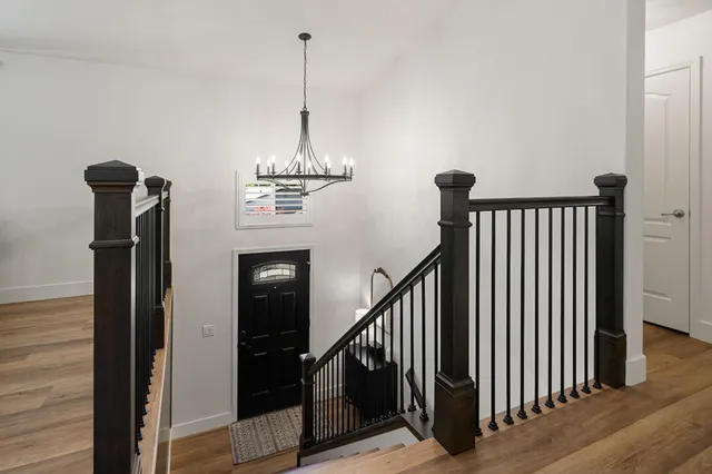 an outdoor space with seating