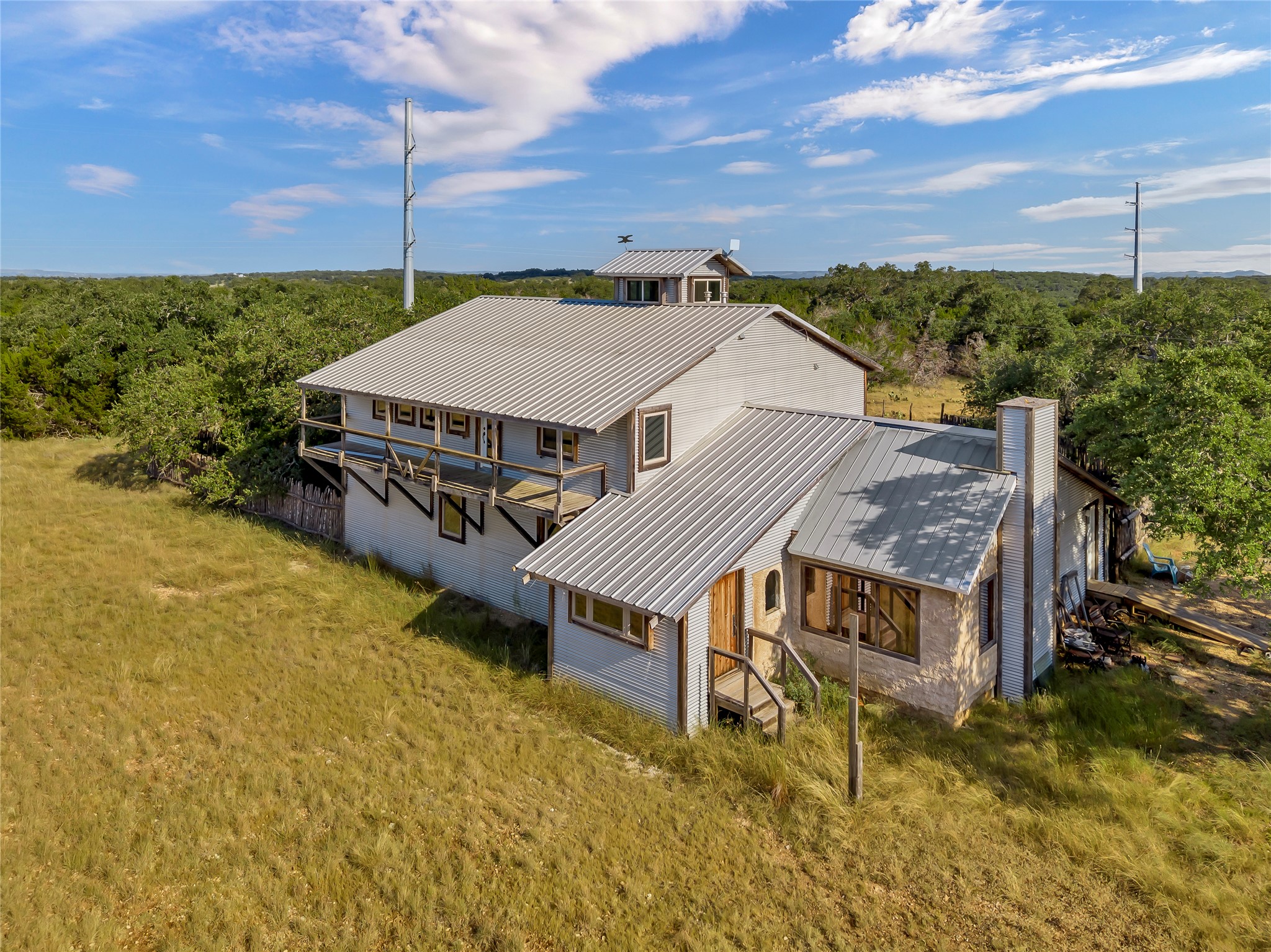an aerial view of a house