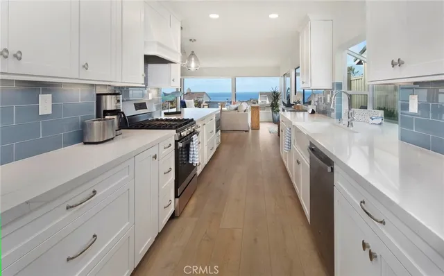 a kitchen with lots of counter top space