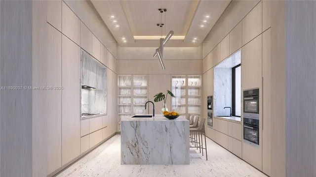 a view of living room kitchen and windows