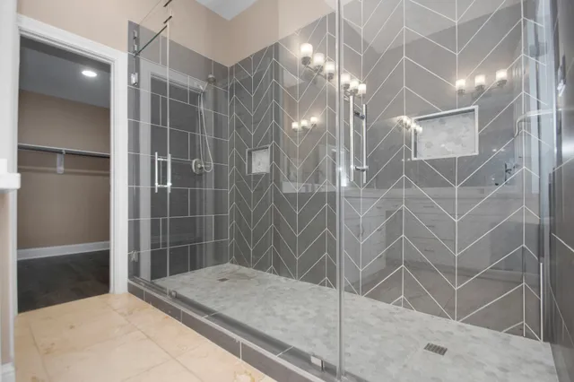 a bathroom with a shower
