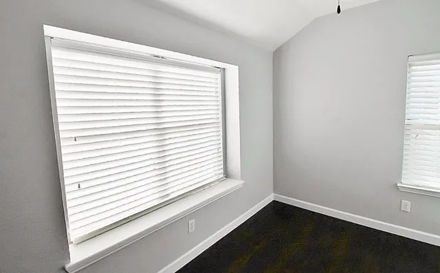 a view of a small space with a window