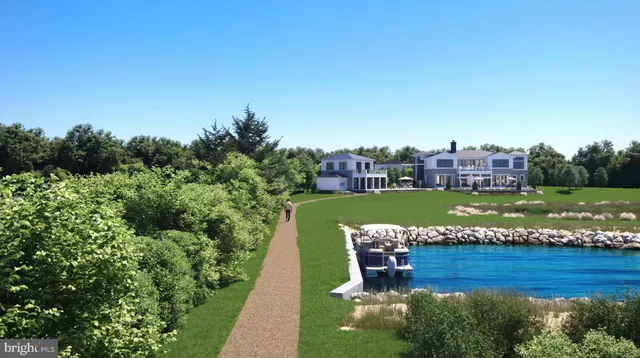 a view of a swimming pool with a lake view