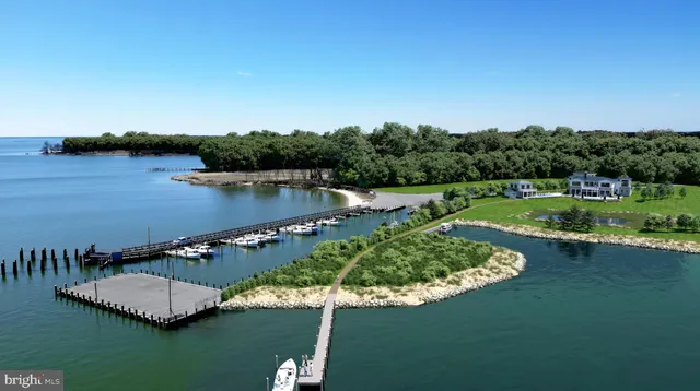 a view of a lake with houses in the back