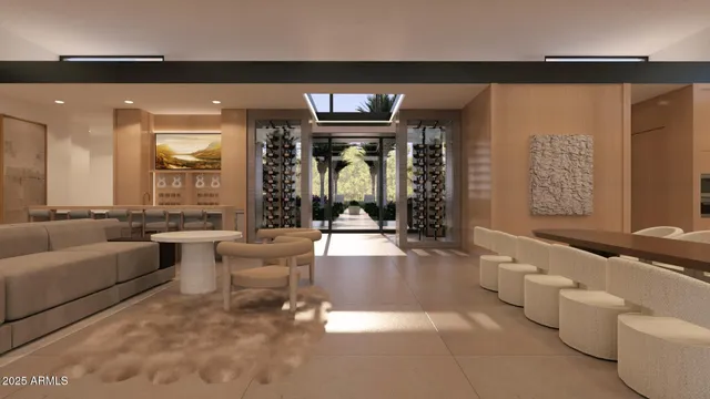 a bathroom with 2 sink and a mirror