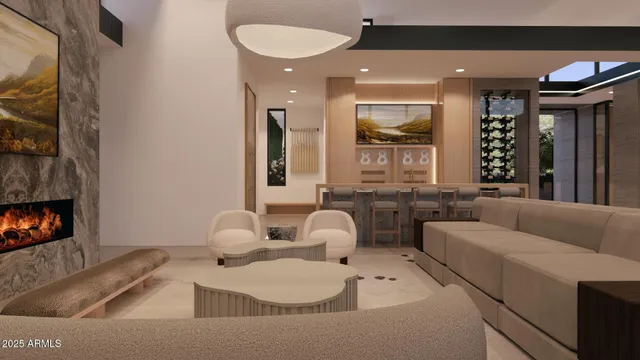 a kitchen with a refrigerator and a stove