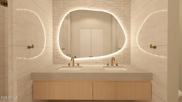 a bathroom with a sink and mirror