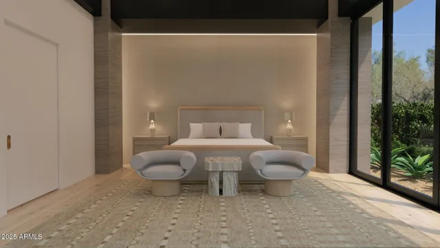 a view of a backyard with plants and a potted plant