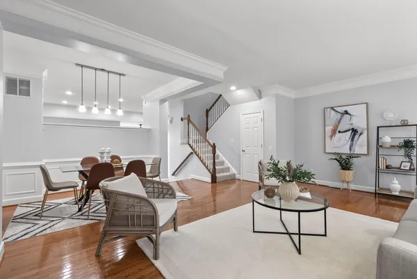 a living room with furniture