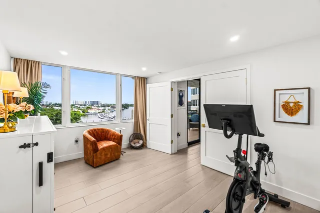 a view of a room with gym equipment