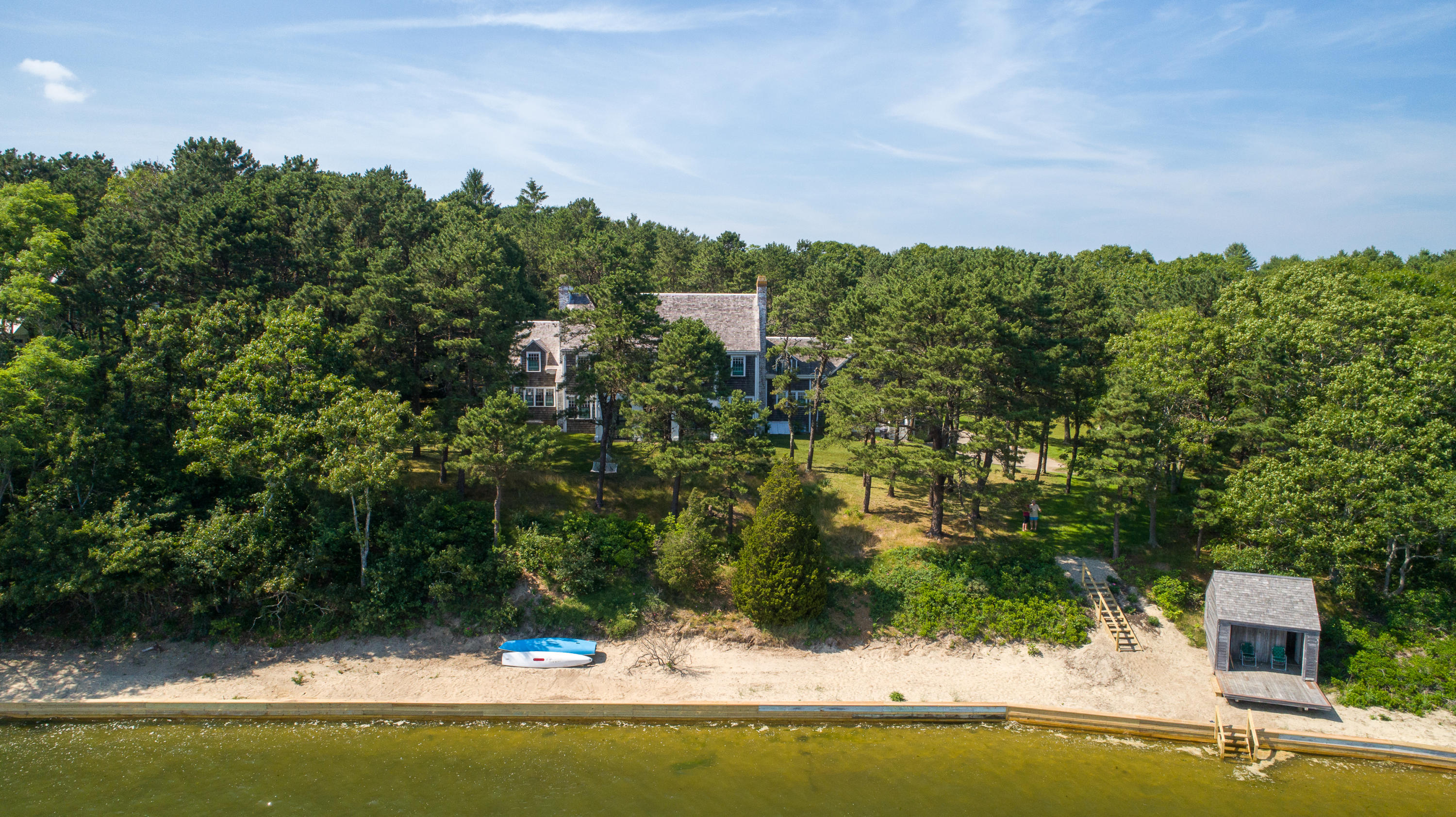 671 Old Post Road Cotuit, MA 02635 - Photo 2 of 36 aerial view of house with yard and swimming pool