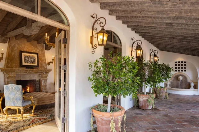 a living room with furniture