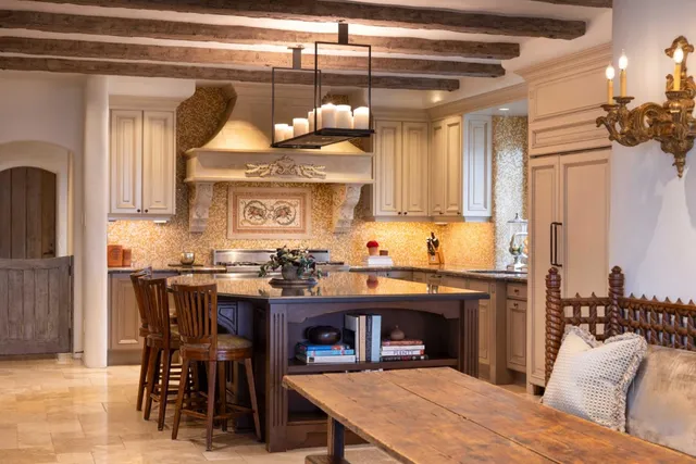 a view of a balcony with furniture