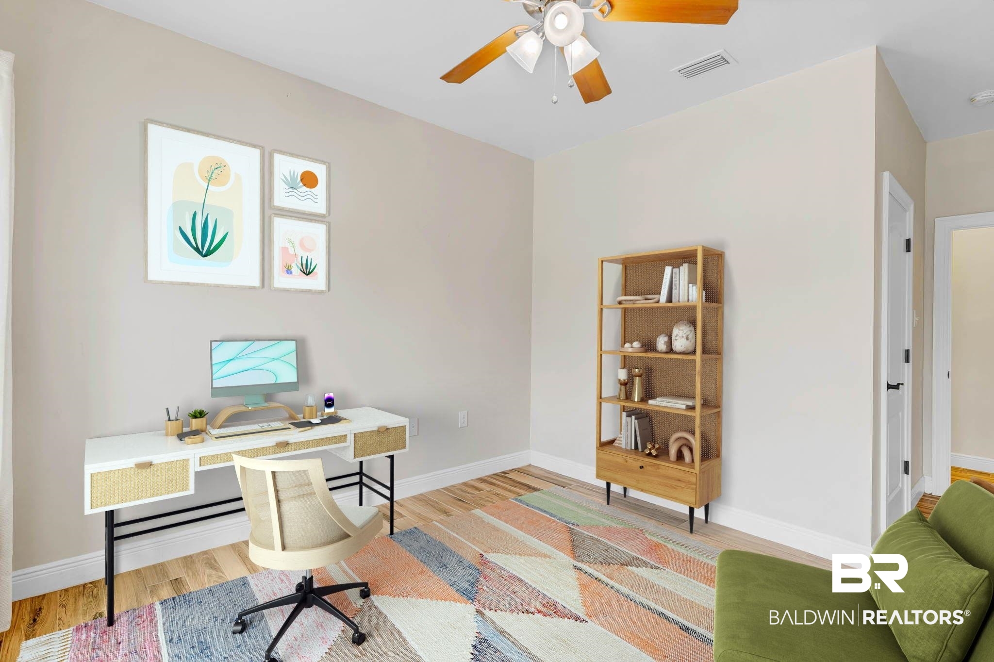 8145 Bay View Drive Foley, AL 36535 - Photo 39 of 81 Home office featuring a ceiling fan and wood finished floors