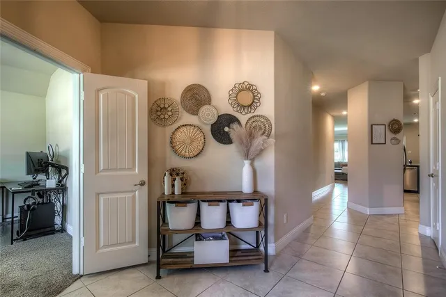 a view of a hallway with elevator