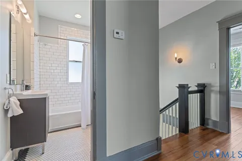 a view of a room with racks on the wall