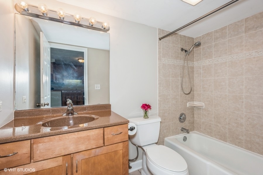 1000 South Lorraine Road, Unit 307 Wheaton, IL 60189 - Photo 7 of 10 a bathroom with a sink toilet vanity and shower