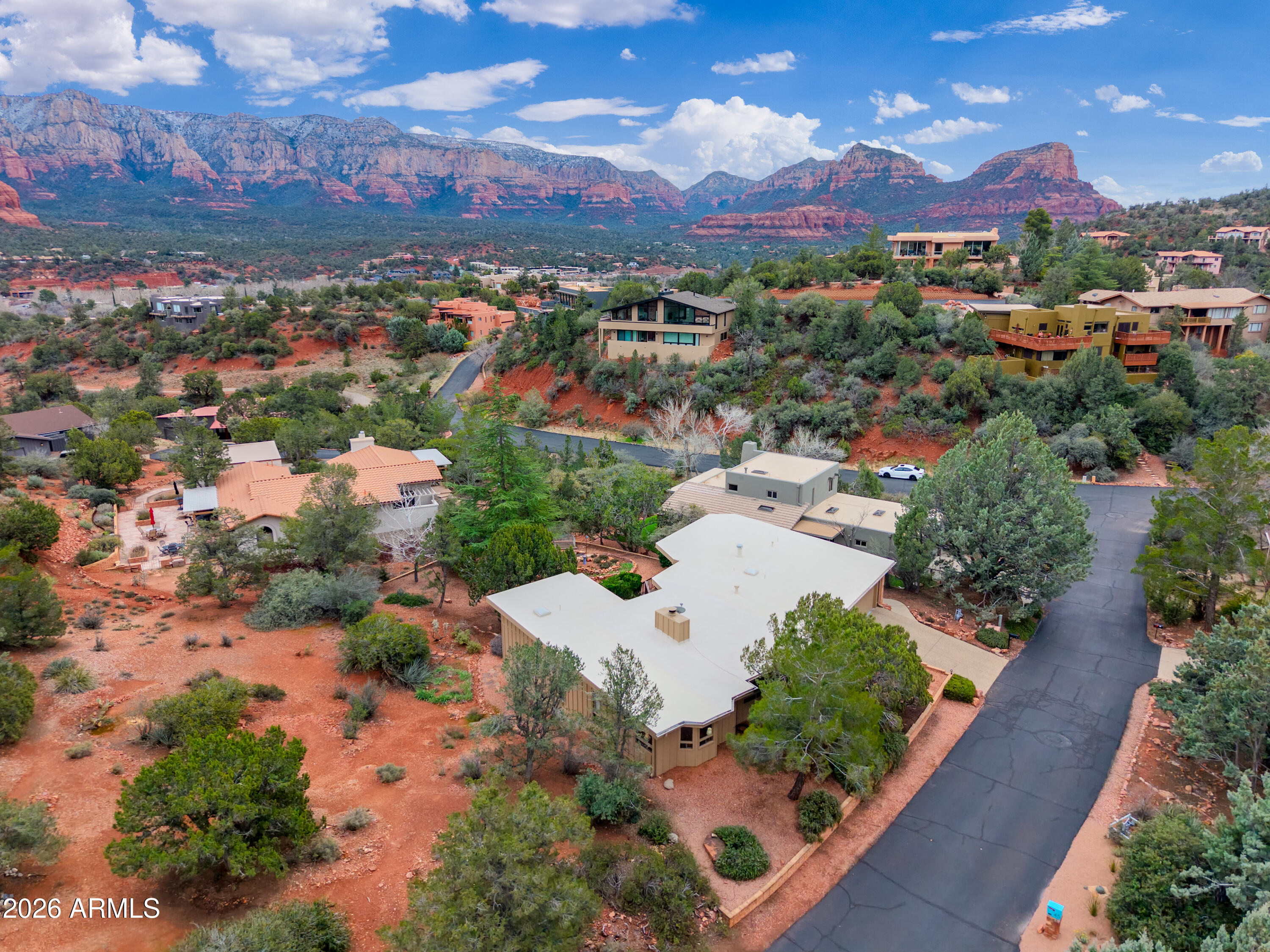 30 Kashmir Road Sedona, AZ 86336 - Photo 44 of 57 an aerial view of residential houses with outdoor space