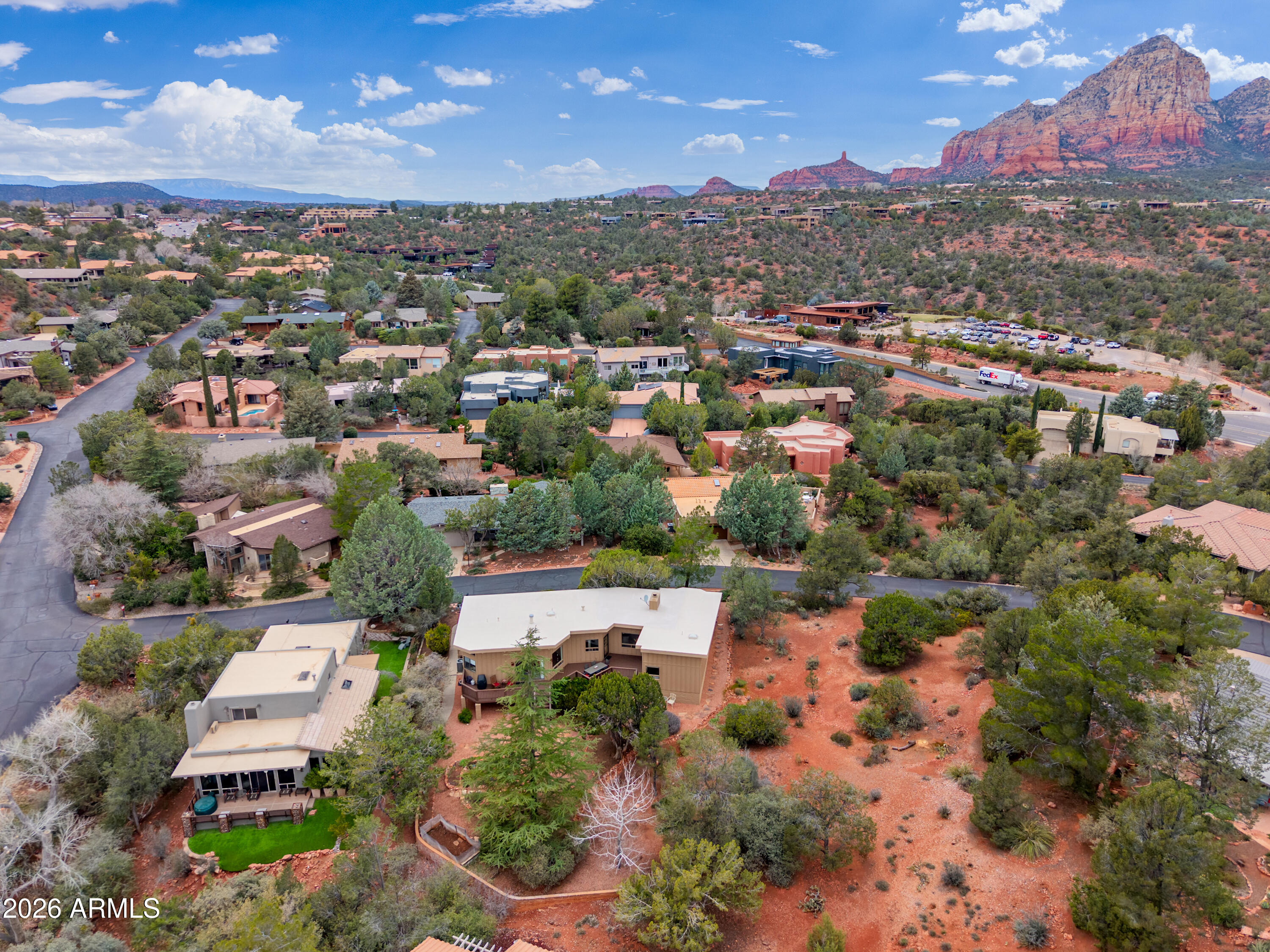 30 Kashmir Road Sedona, AZ 86336 - Photo 47 of 57 an aerial view of residential houses with outdoor space and river
