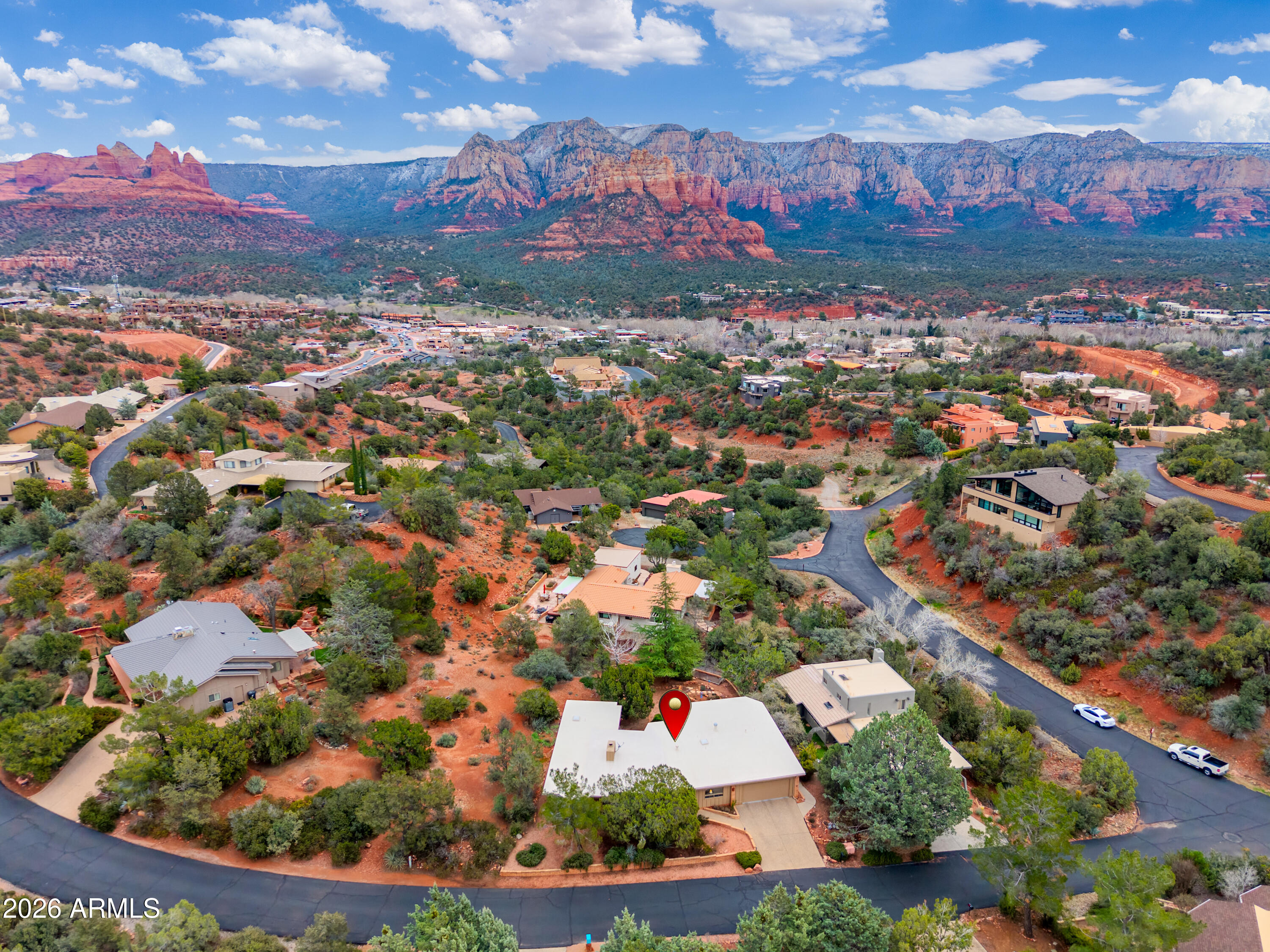 30 Kashmir Road Sedona, AZ 86336 - Photo 51 of 57 an aerial view of residential houses with outdoor space