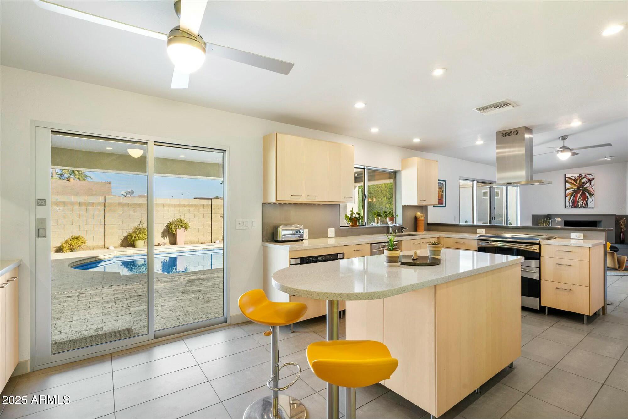 Kitchen with second seating area