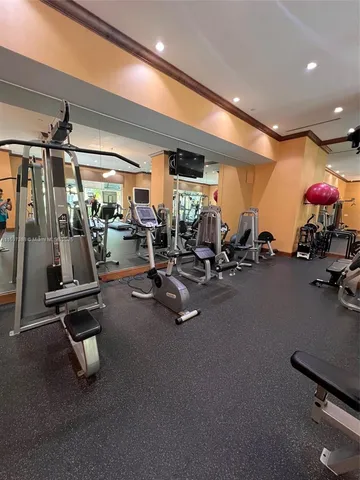 a view of a room with gym equipment