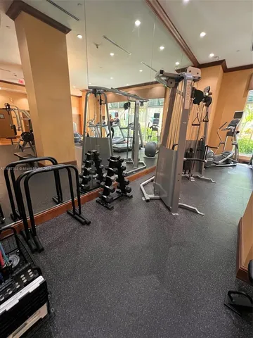 a view of a room with gym equipment