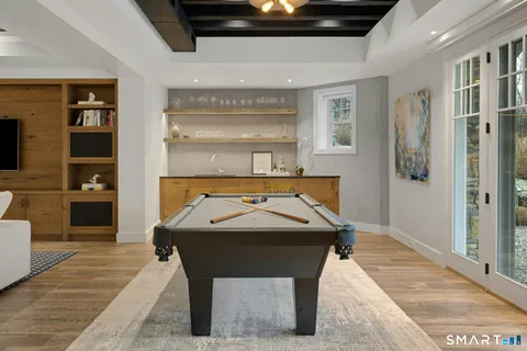 a room with table and window