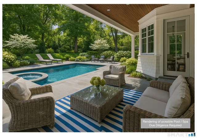 a view of a patio with couches chairs potted plants and floor to ceiling window and garden view