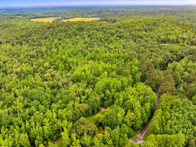 a view of a field with an outdoor space