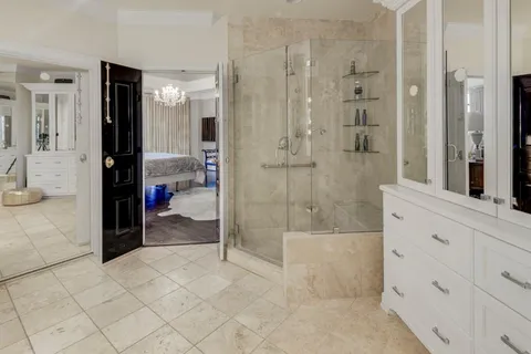 a bathroom with a shower