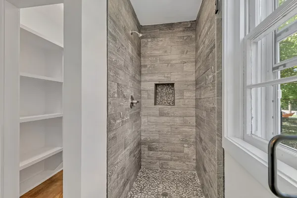 a bathroom with a shower