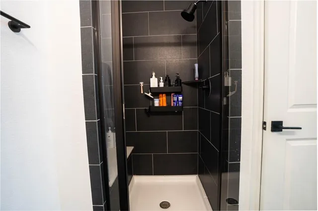 a bathroom with a bathtub