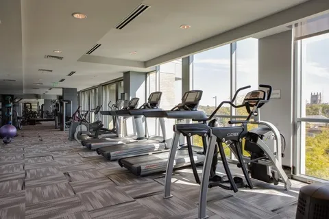 a view of a room with gym equipment