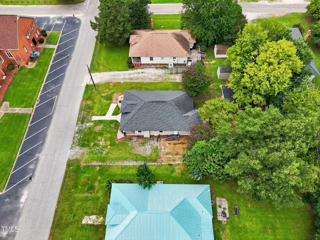 an aerial view of a house