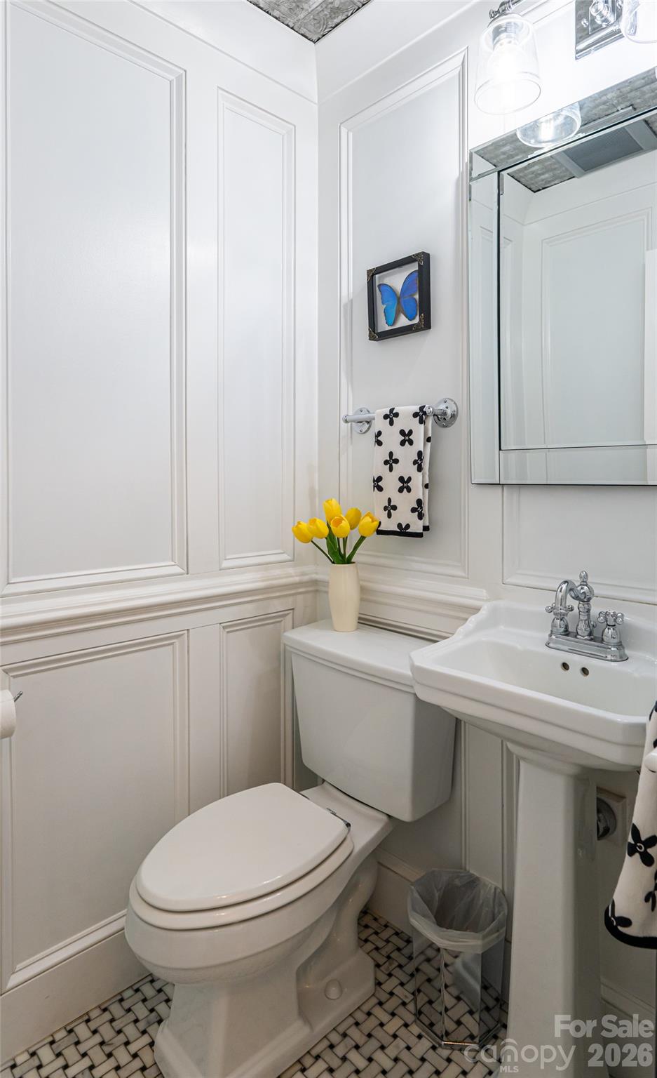 210 Wildflower Road Asheville, NC 28804 - Photo 29 of 46 a bathroom with a sink a toilet and a mirror
