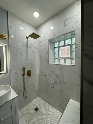 a bathroom with a shower