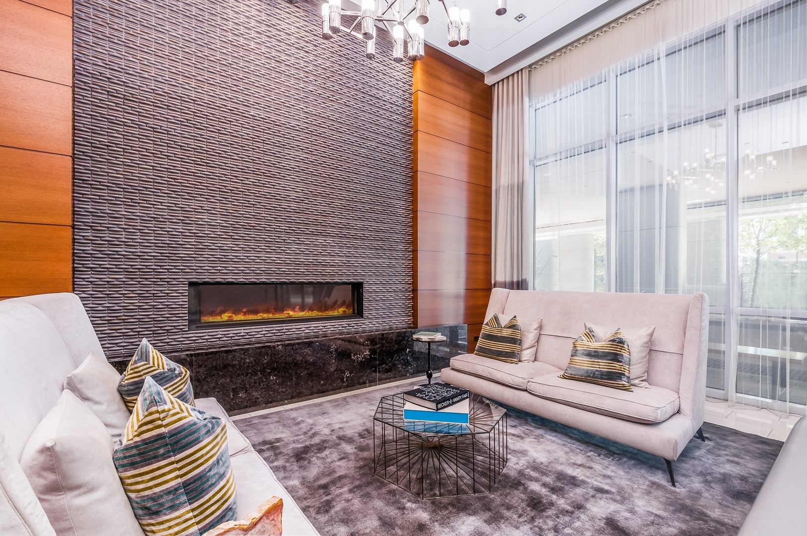 1201 South Prairie Avenue, Unit 4501 Chicago, IL 60605 - Photo 33 of 52 a living room with furniture and a fireplace