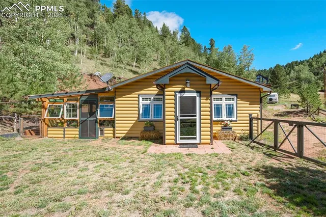 a view of a yard with an outdoor space