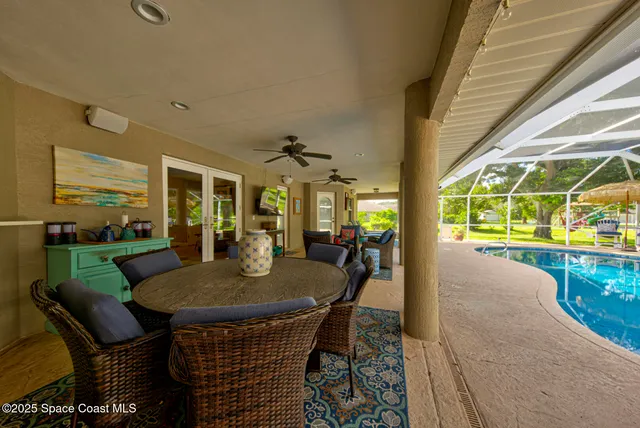 a view of a park with trees all around