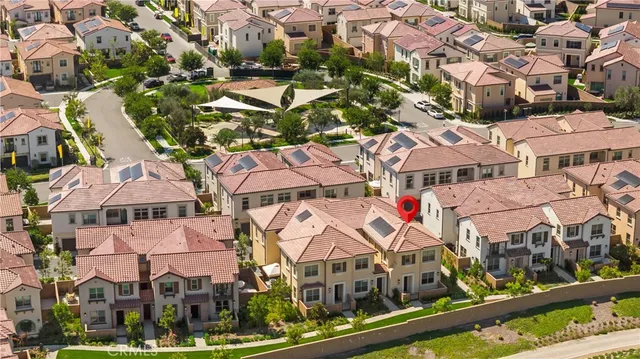 an aerial view of beach and city
