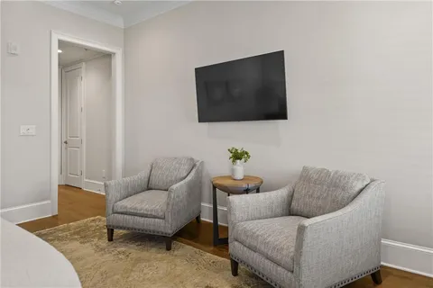 a white bath tub sitting in a bathroom